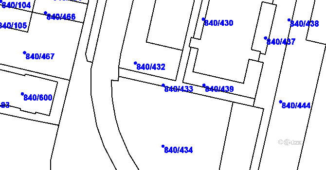 Parcela st. 840/433 v KÚ Bohnice, Katastrální mapa