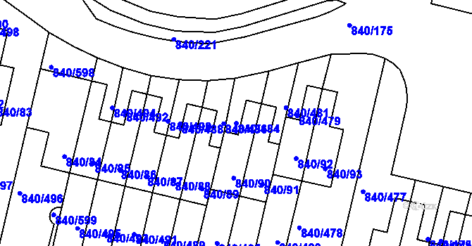 Parcela st. 840/484 v KÚ Bohnice, Katastrální mapa