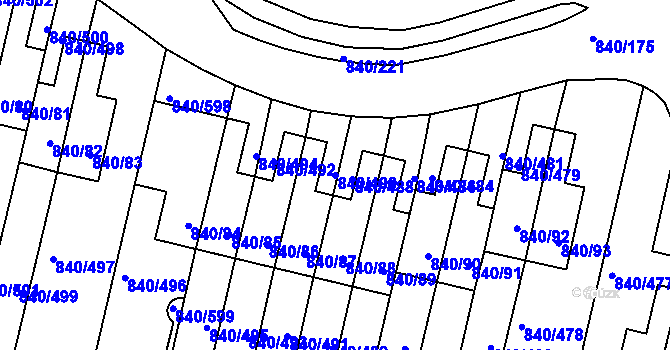 Parcela st. 840/490 v KÚ Bohnice, Katastrální mapa