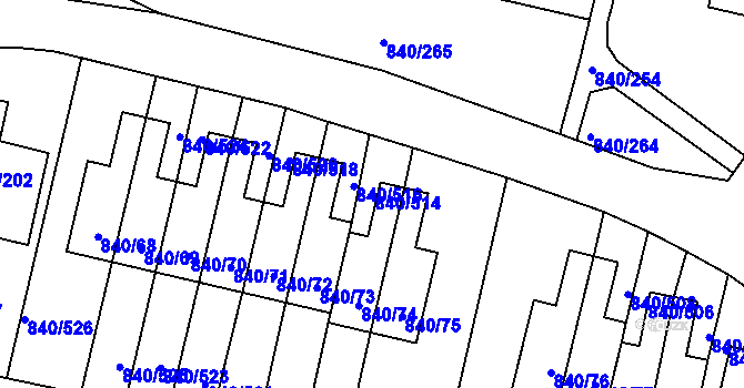 Parcela st. 840/514 v KÚ Bohnice, Katastrální mapa