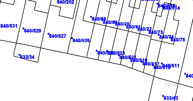 Parcela st. 840/525 v KÚ Bohnice, Katastrální mapa