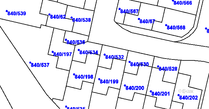 Parcela st. 840/532 v KÚ Bohnice, Katastrální mapa