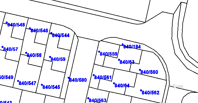 Parcela st. 840/559 v KÚ Bohnice, Katastrální mapa