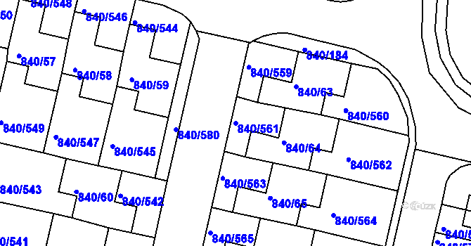 Parcela st. 840/561 v KÚ Bohnice, Katastrální mapa