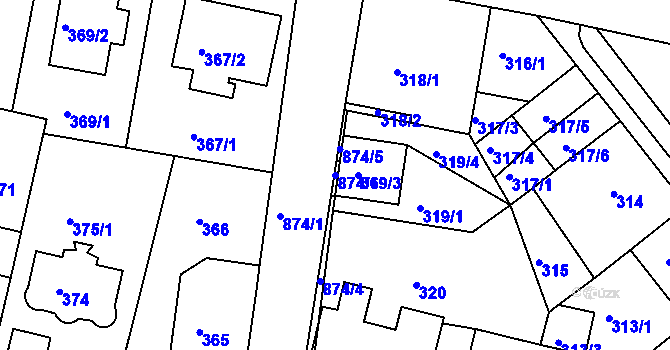 Parcela st. 874/6 v KÚ Bohnice, Katastrální mapa