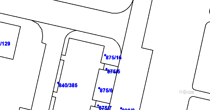 Parcela st. 875/16 v KÚ Bohnice, Katastrální mapa