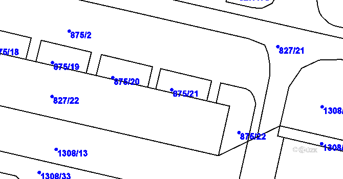 Parcela st. 875/21 v KÚ Bohnice, Katastrální mapa