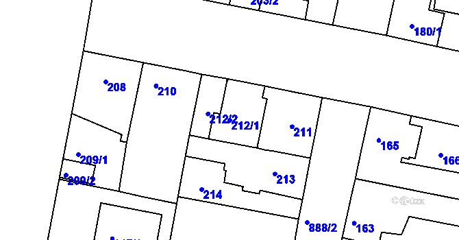 Parcela st. 212/1 v KÚ Bohnice, Katastrální mapa