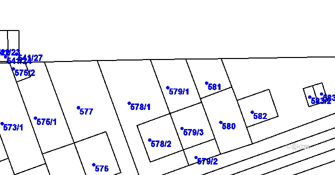 Parcela st. 579/1 v KÚ Bohnice, Katastrální mapa