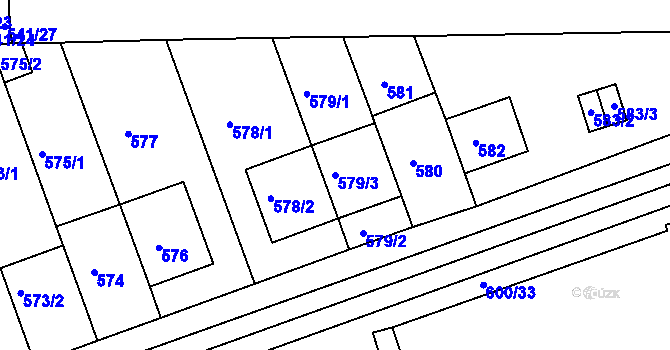 Parcela st. 579/3 v KÚ Bohnice, Katastrální mapa