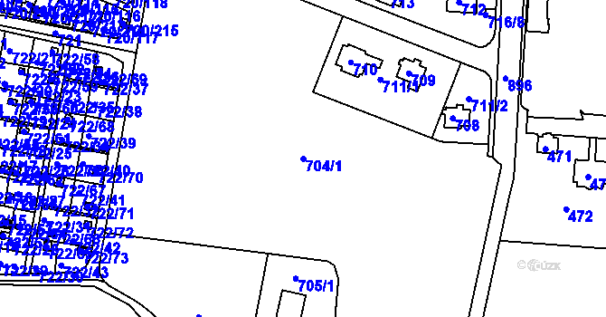 Parcela st. 704/1 v KÚ Bohnice, Katastrální mapa