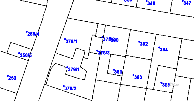 Parcela st. 378/3 v KÚ Bohnice, Katastrální mapa