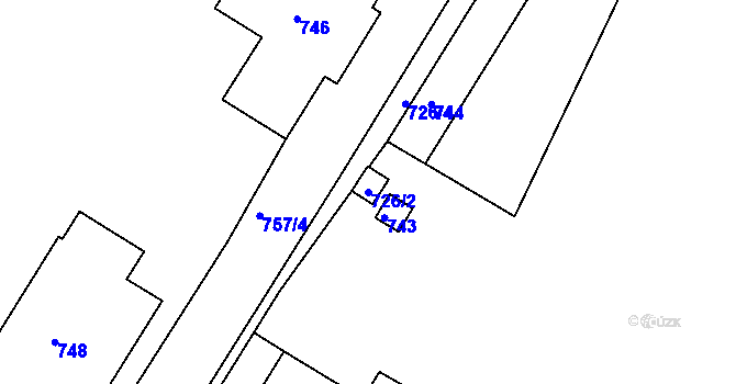 Parcela st. 726/2 v KÚ Bohnice, Katastrální mapa