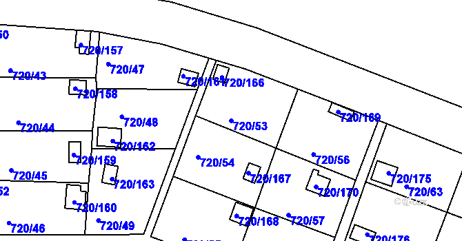 Parcela st. 720/53 v KÚ Bohnice, Katastrální mapa