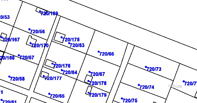 Parcela st. 720/66 v KÚ Bohnice, Katastrální mapa