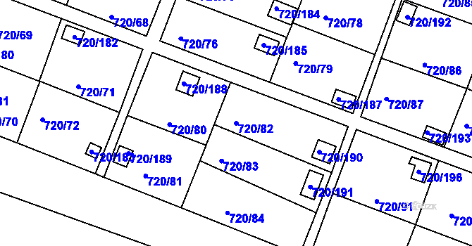 Parcela st. 720/82 v KÚ Bohnice, Katastrální mapa
