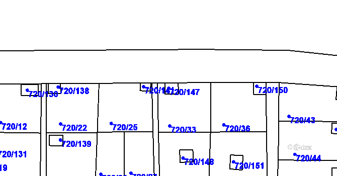 Parcela st. 720/147 v KÚ Bohnice, Katastrální mapa