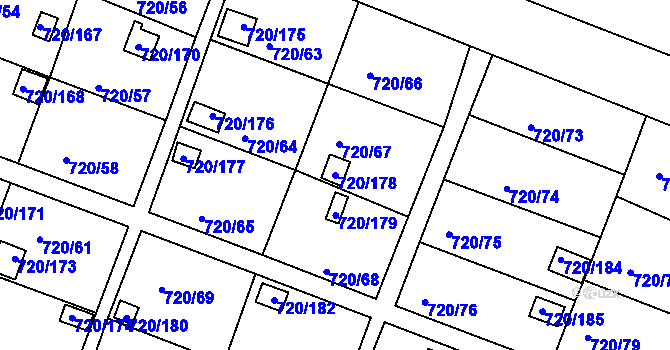 Parcela st. 720/178 v KÚ Bohnice, Katastrální mapa