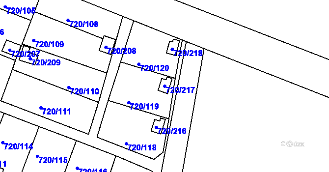 Parcela st. 720/217 v KÚ Bohnice, Katastrální mapa