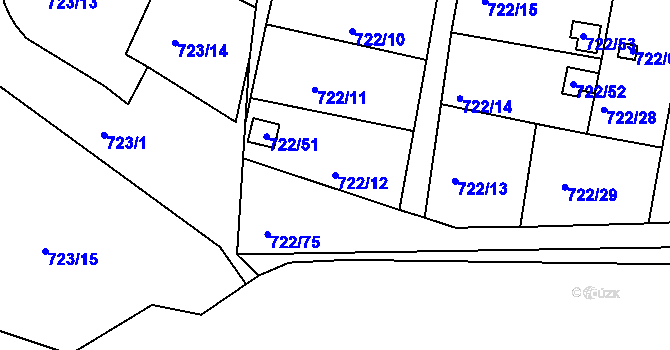 Parcela st. 722/12 v KÚ Bohnice, Katastrální mapa