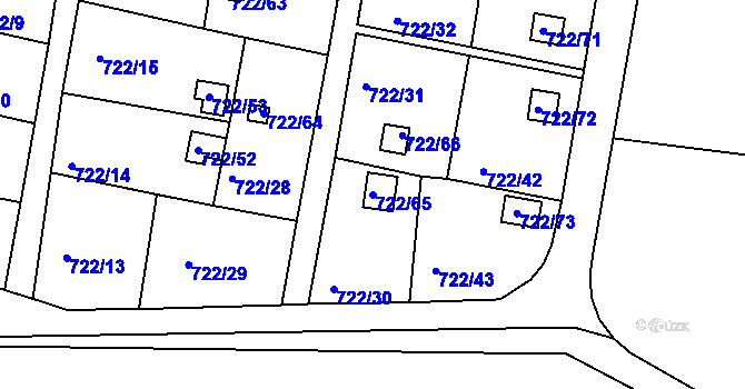 Parcela st. 722/65 v KÚ Bohnice, Katastrální mapa