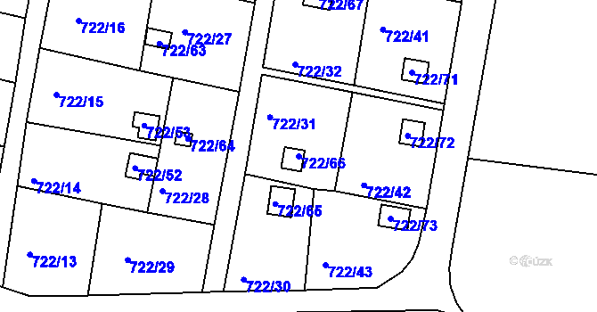 Parcela st. 722/66 v KÚ Bohnice, Katastrální mapa