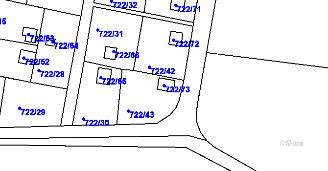 Parcela st. 722/73 v KÚ Bohnice, Katastrální mapa