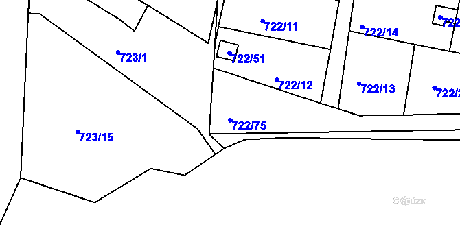 Parcela st. 722/75 v KÚ Bohnice, Katastrální mapa