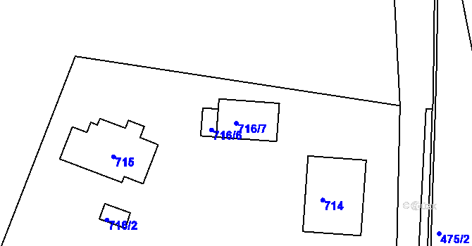 Parcela st. 716/7 v KÚ Bohnice, Katastrální mapa