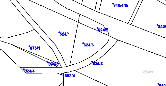 Parcela st. 624/6 v KÚ Bohnice, Katastrální mapa