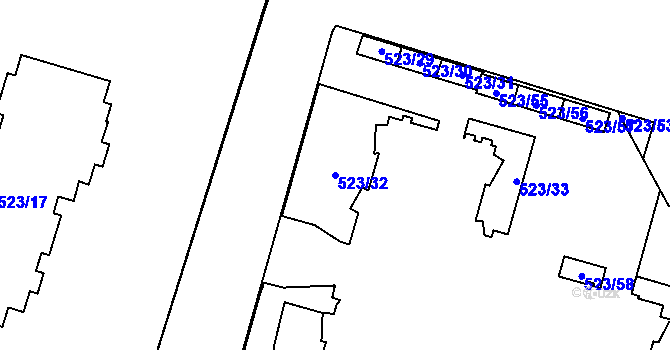Parcela st. 523/32 v KÚ Bohnice, Katastrální mapa