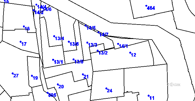 Parcela st. 13/2 v KÚ Bohnice, Katastrální mapa