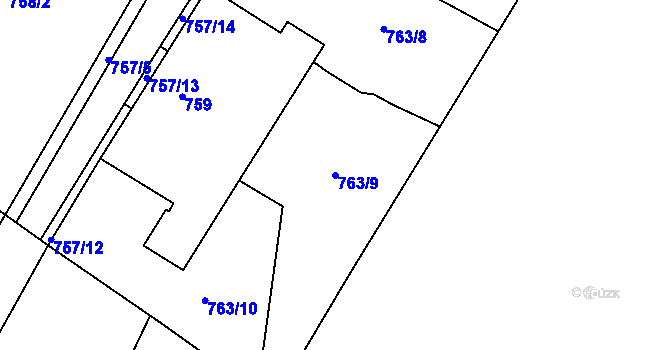 Parcela st. 763/9 v KÚ Bohnice, Katastrální mapa