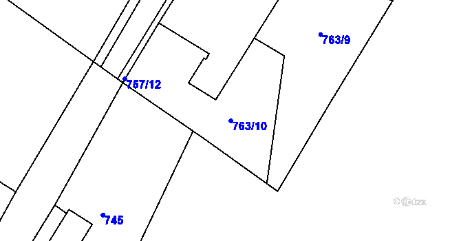 Parcela st. 763/10 v KÚ Bohnice, Katastrální mapa