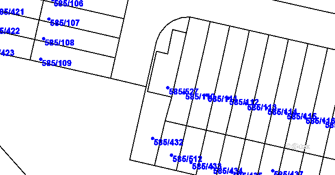 Parcela st. 585/527 v KÚ Bohnice, Katastrální mapa
