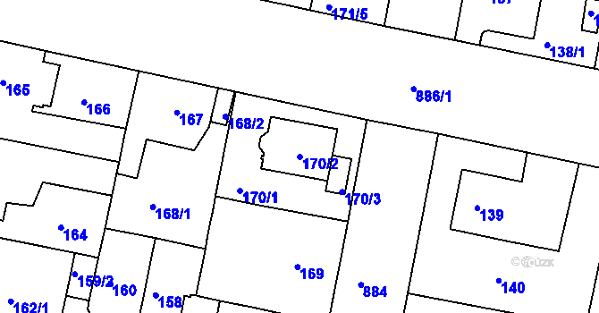 Parcela st. 170/2 v KÚ Bohnice, Katastrální mapa