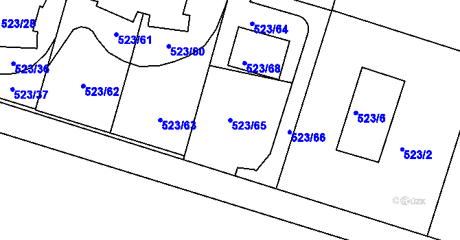 Parcela st. 523/65 v KÚ Bohnice, Katastrální mapa