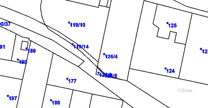 Parcela st. 126/4 v KÚ Bohnice, Katastrální mapa