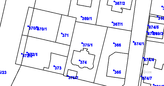 Parcela st. 375/1 v KÚ Bohnice, Katastrální mapa