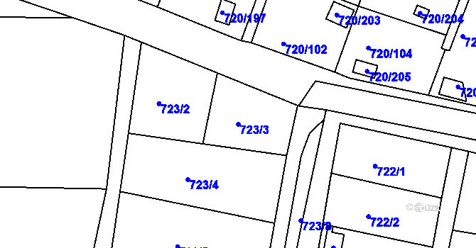 Parcela st. 723/3 v KÚ Bohnice, Katastrální mapa