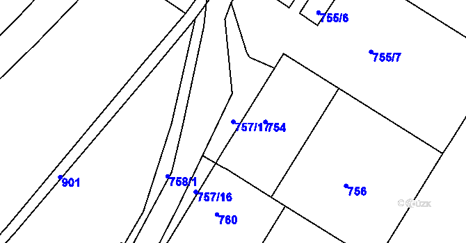 Parcela st. 757/17 v KÚ Bohnice, Katastrální mapa