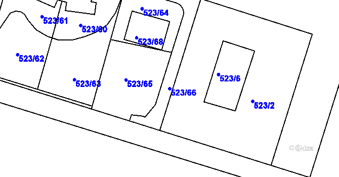 Parcela st. 523/66 v KÚ Bohnice, Katastrální mapa