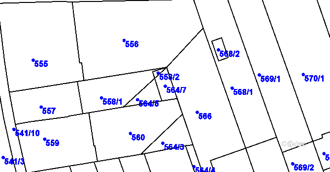 Parcela st. 564/7 v KÚ Bohnice, Katastrální mapa
