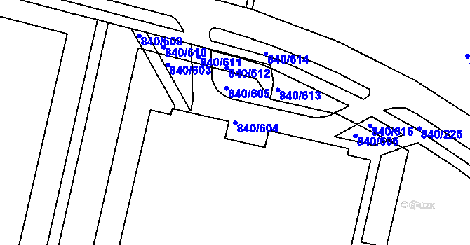 Parcela st. 840/604 v KÚ Bohnice, Katastrální mapa
