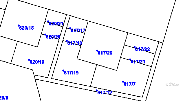 Parcela st. 617/20 v KÚ Bohnice, Katastrální mapa