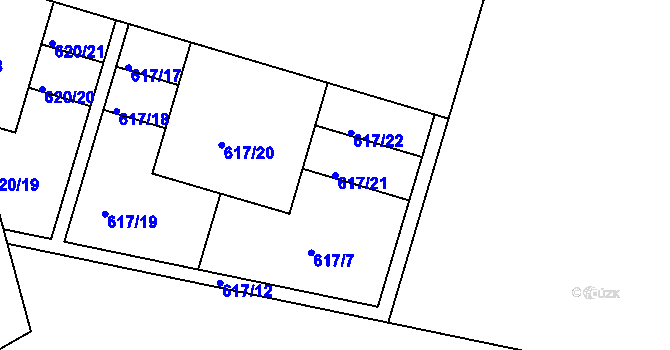 Parcela st. 617/21 v KÚ Bohnice, Katastrální mapa