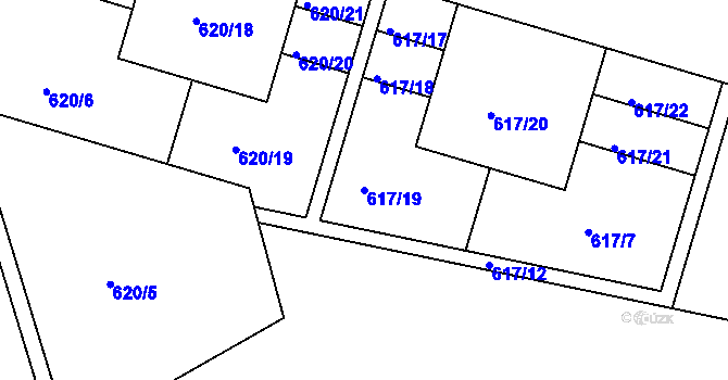 Parcela st. 617/19 v KÚ Bohnice, Katastrální mapa