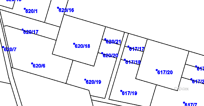 Parcela st. 620/20 v KÚ Bohnice, Katastrální mapa