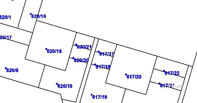 Parcela st. 617/17 v KÚ Bohnice, Katastrální mapa