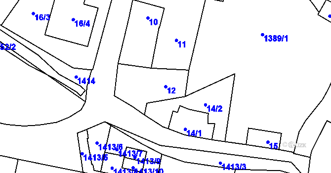 Parcela st. 12 v KÚ Dolní Chabry, Katastrální mapa